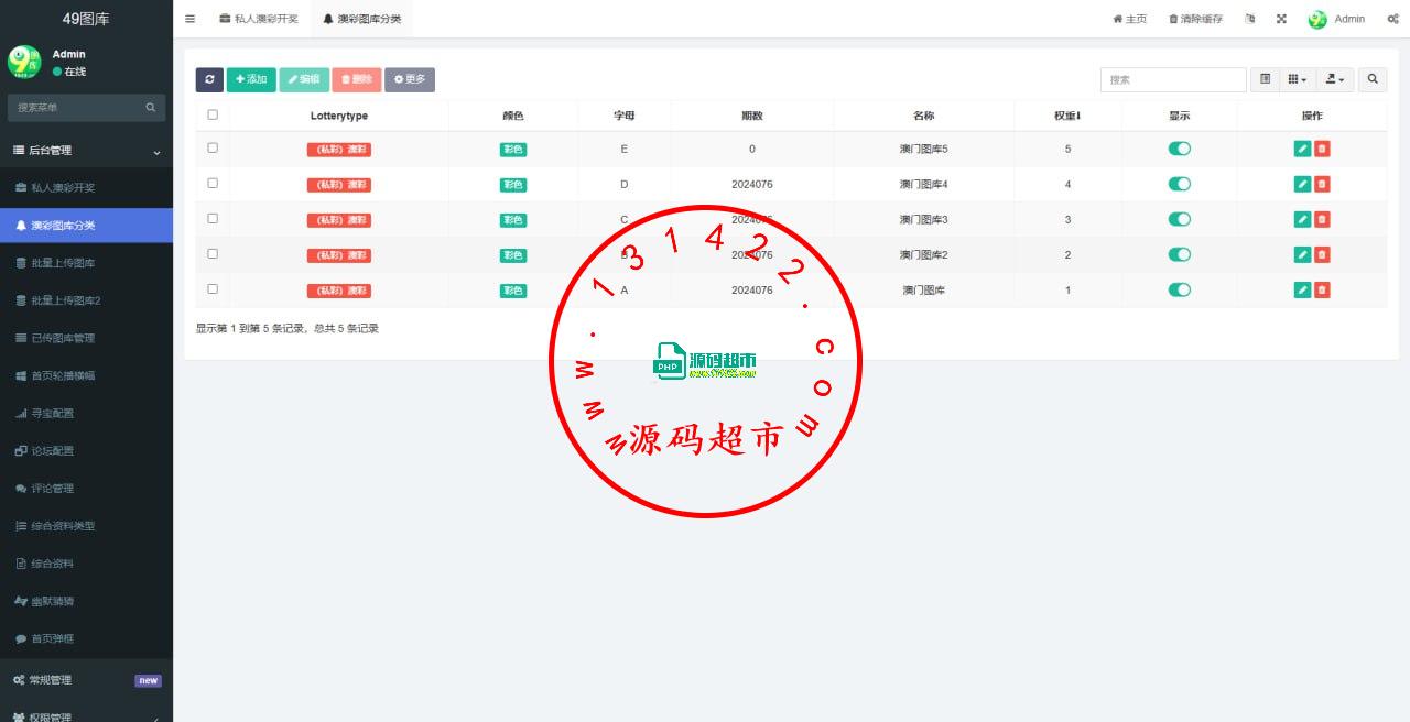 49图库，前端vue打过包的，后端fastadmin原生插图6